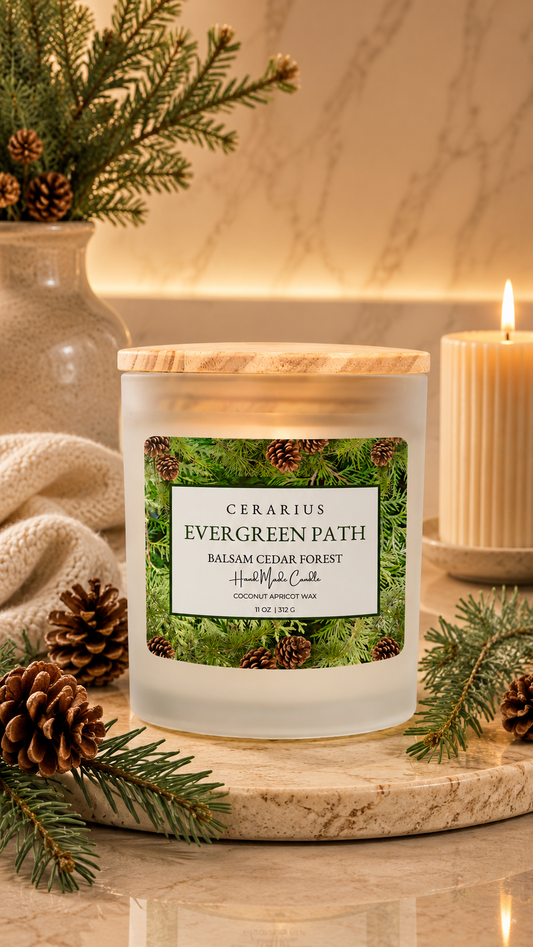Evergreen Path Balsam Cedar Candle | Coconut Apricot Wax | Cerarius