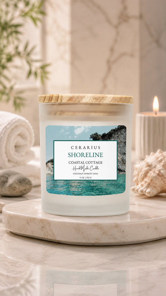 Shoreline Coastal Cottage Candle | Coconut Apricot Wax | Cerarius