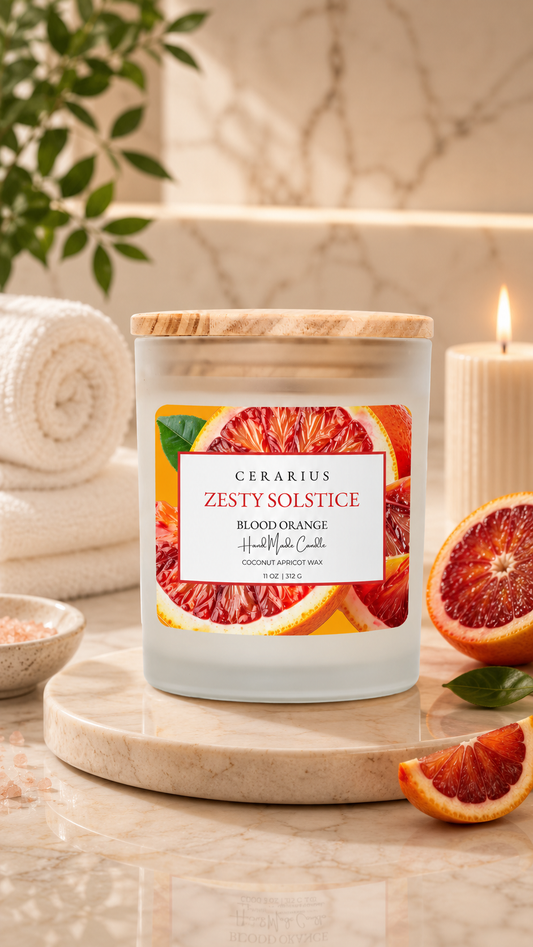 Zesty Solstice Blood Orange Candle | Coconut Apricot Wax | Cerarius