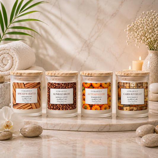 Luxury CERARIUS candles styled in different rooms — guide to choosing the perfect candle scent for every space in your home
