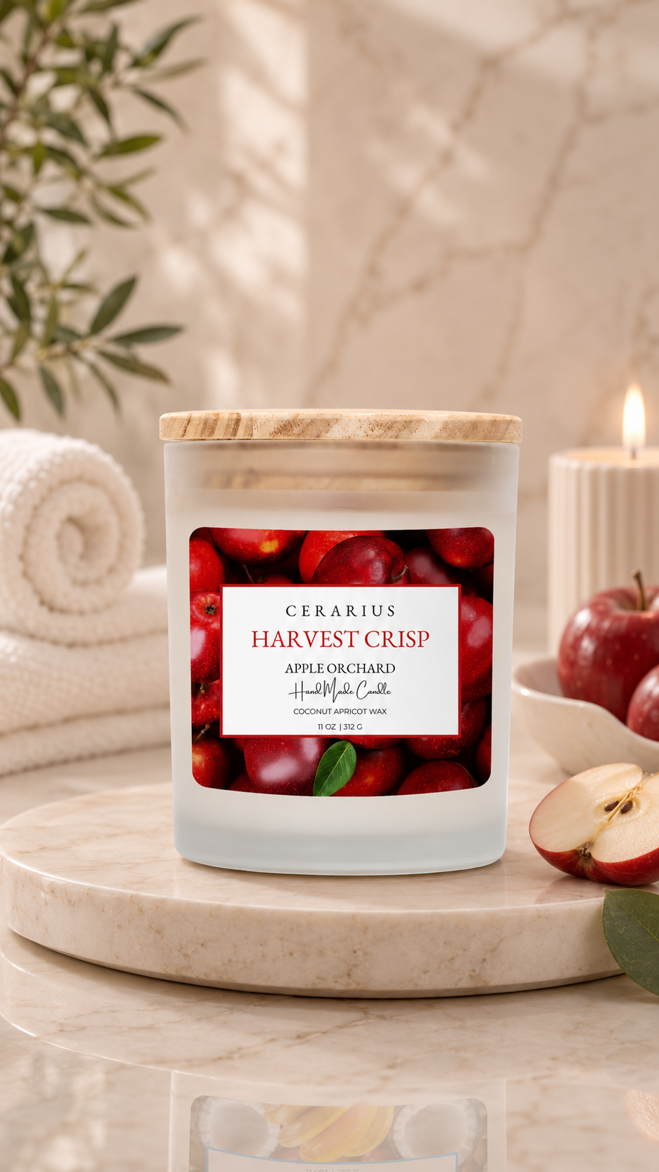 Harvest Crisp Apple Orchard Candle | Coconut Apricot Wax | Cerarius