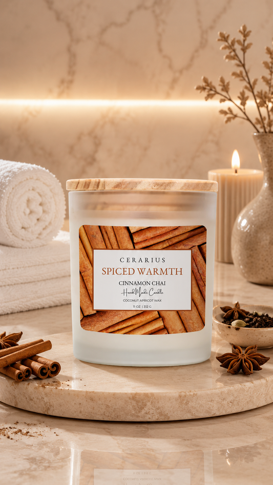 Spiced Warmth Cinnamon Chai Candle | Coconut Apricot Wax | Cerarius