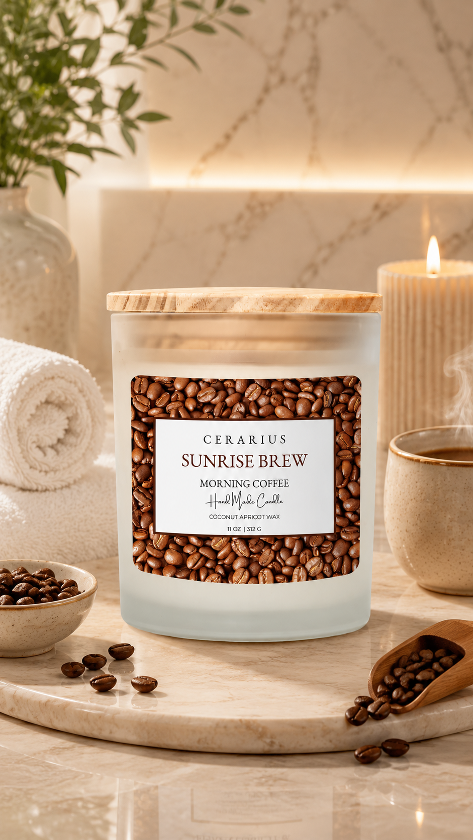 Sunrise Brew Morning Coffee Candle | Coconut Apricot Wax | Cerarius