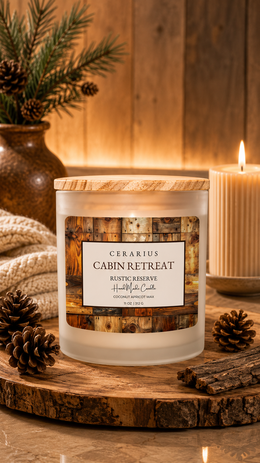 Cabin Retreat Rustic Reserve Candle | Coconut Apricot Wax | Cerarius