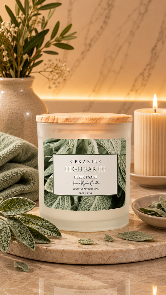 High Earth Desert Sage Candle | Coconut Apricot Wax | Cerarius