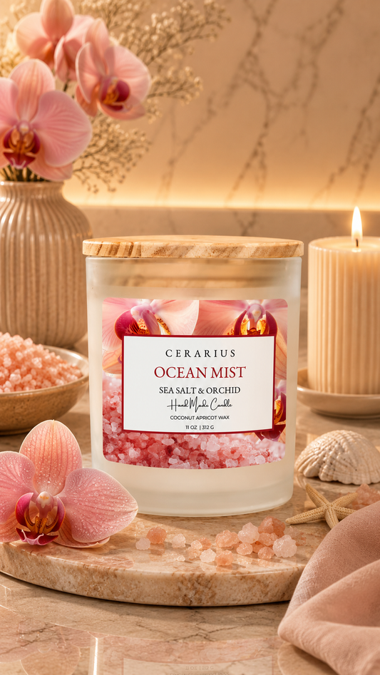 Ocean Mist Sea Salt & Orchid Candle | Coconut Apricot Wax | Cerarius