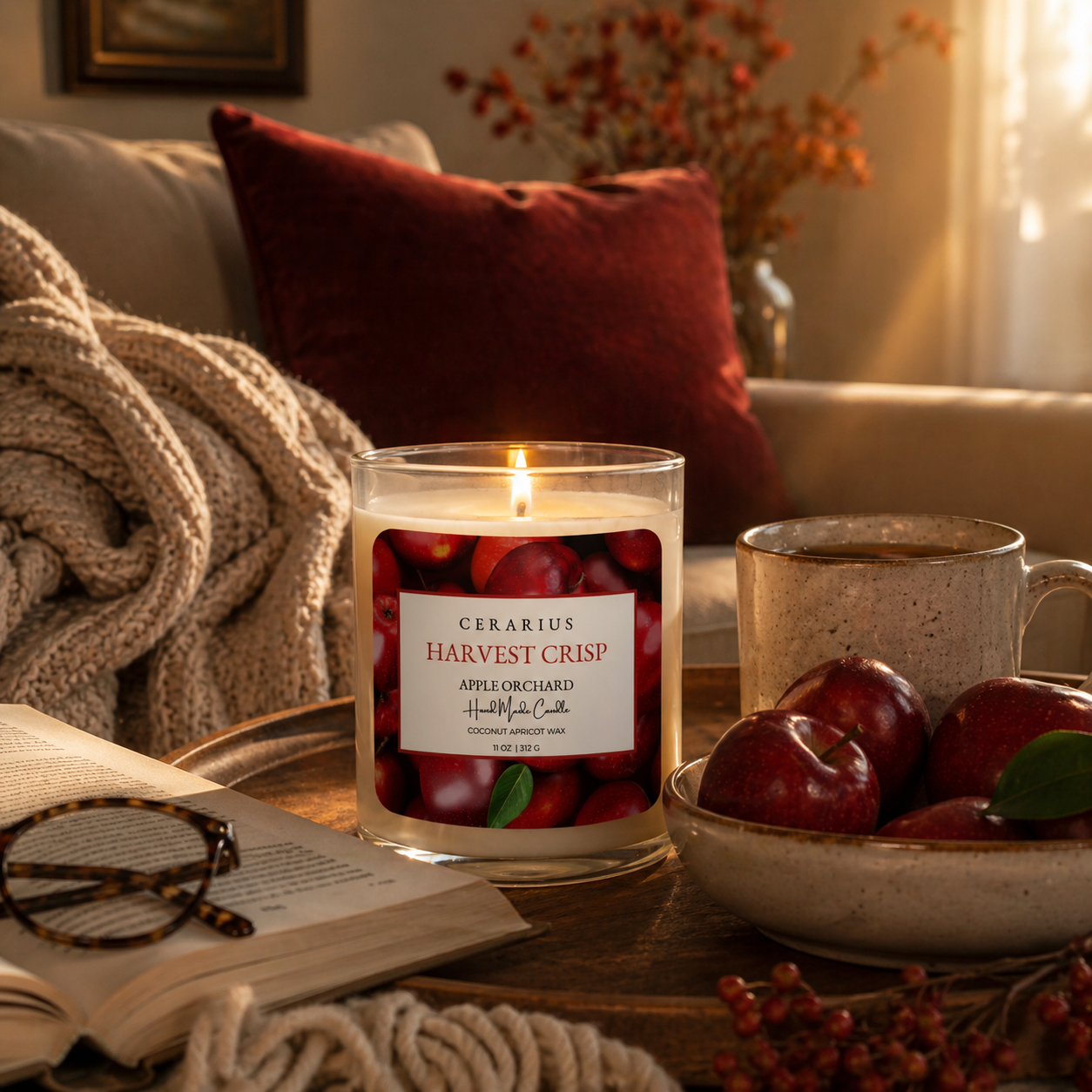 Harvest Crisp Apple Orchard Candle | Coconut Apricot Wax | Cerarius