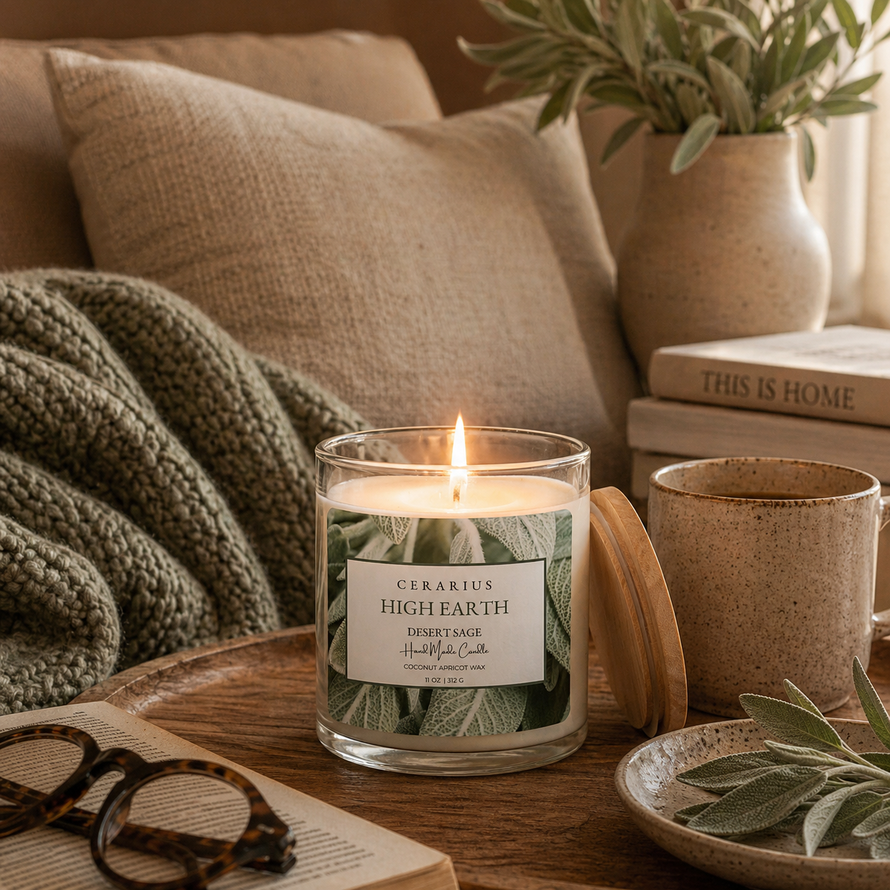 High Earth Desert Sage Candle | Coconut Apricot Wax | Cerarius