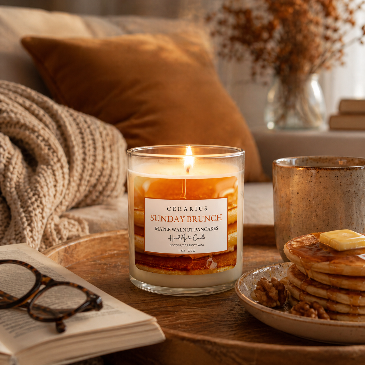 Sunday Brunch Maple Walnut Candle | Coconut Apricot Wax | Cerarius