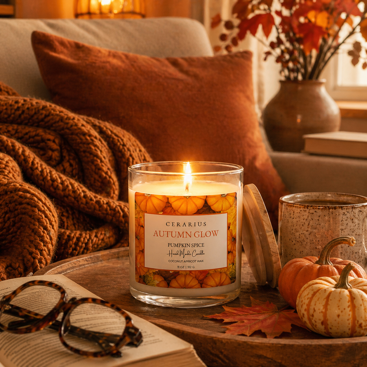 Autumn Gold Pumpkin Spice Candle | Coconut Apricot Wax | Cerarius